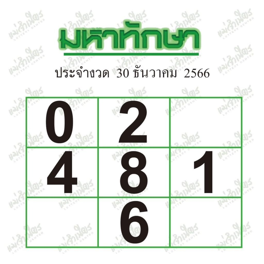 หวยมหาทักษา 30 12 66