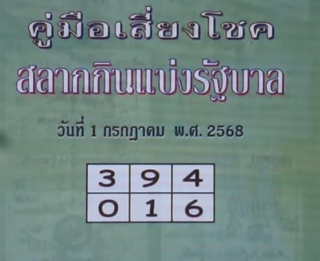 หวยปกเขียว 1/7/68