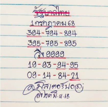 หวยมิสเตอร์บอล 1/7/68
