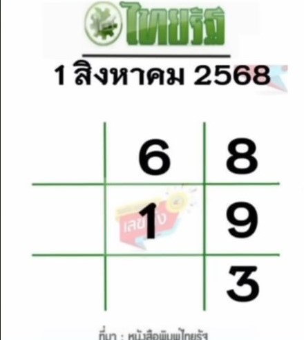 หวยไทยรัฐ 1/8/68