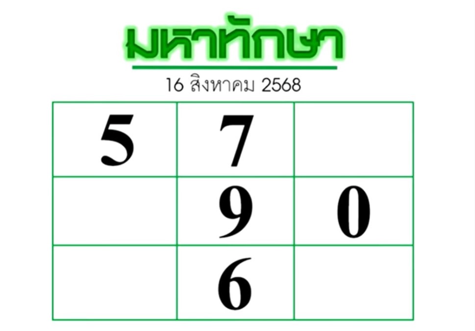 หวยมหาทักษา 16/8/68